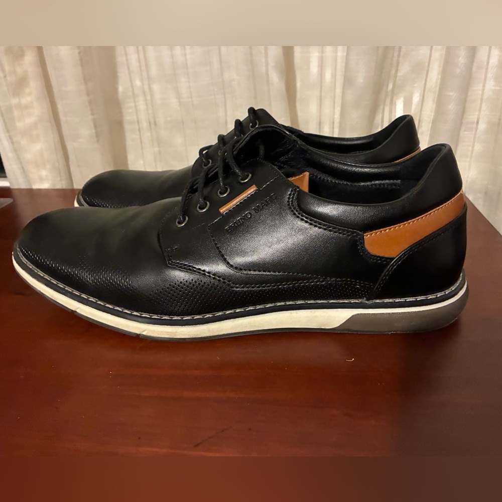 Men's Black Derby Shoes - Classic Lace-Up Oxfords 11 - Picture 2 of 4